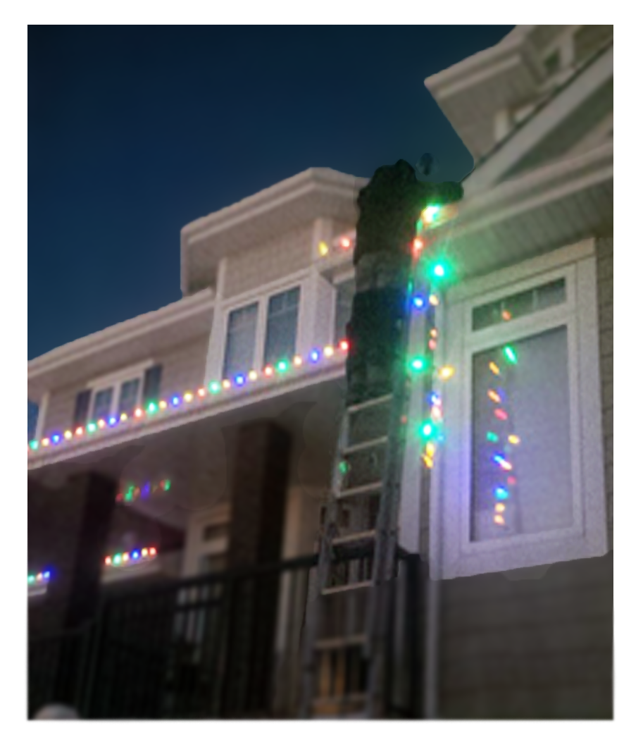 Christmas Lights on House, roofline and peaks